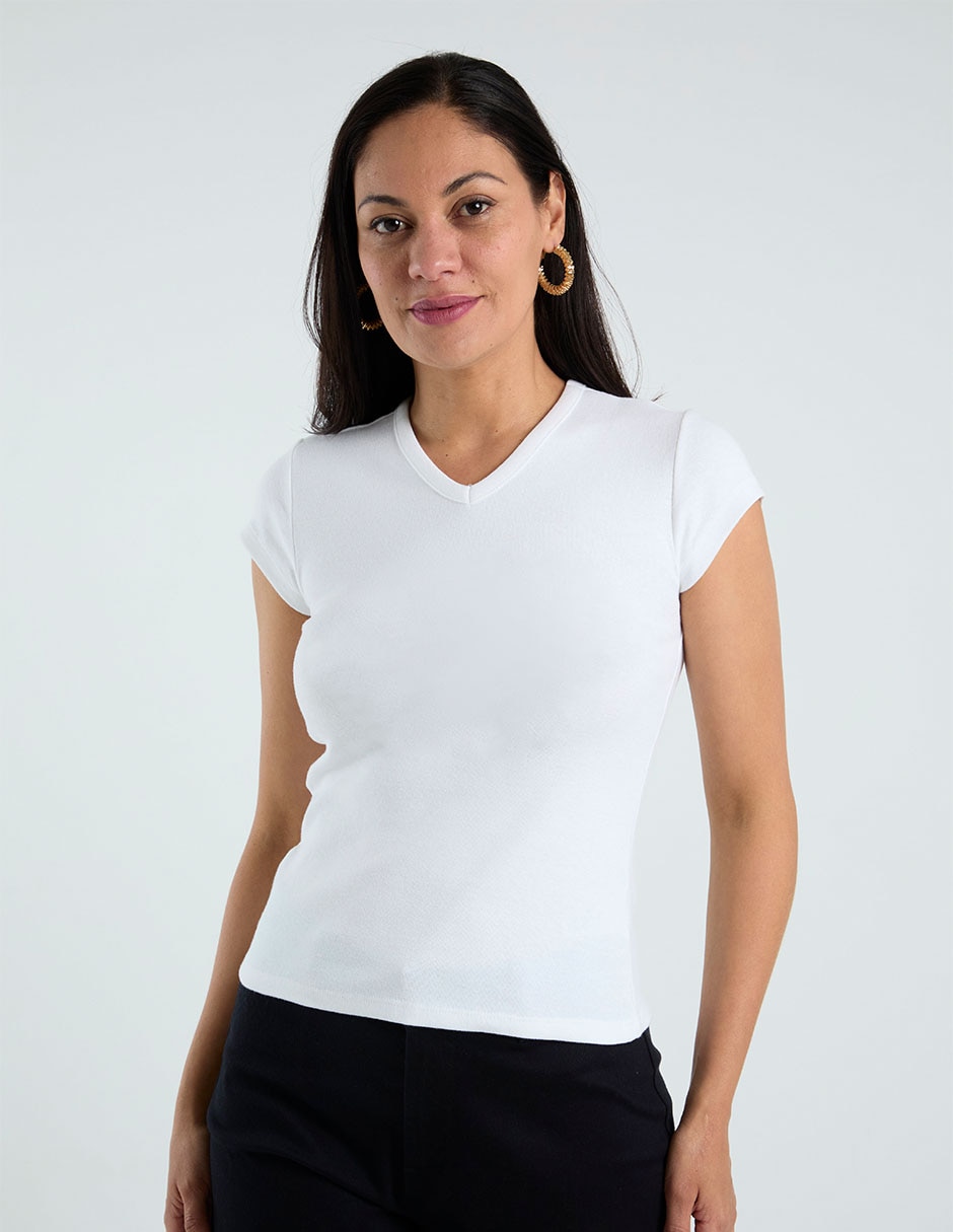 Playera manga corta Old Navy cuello v para mujer