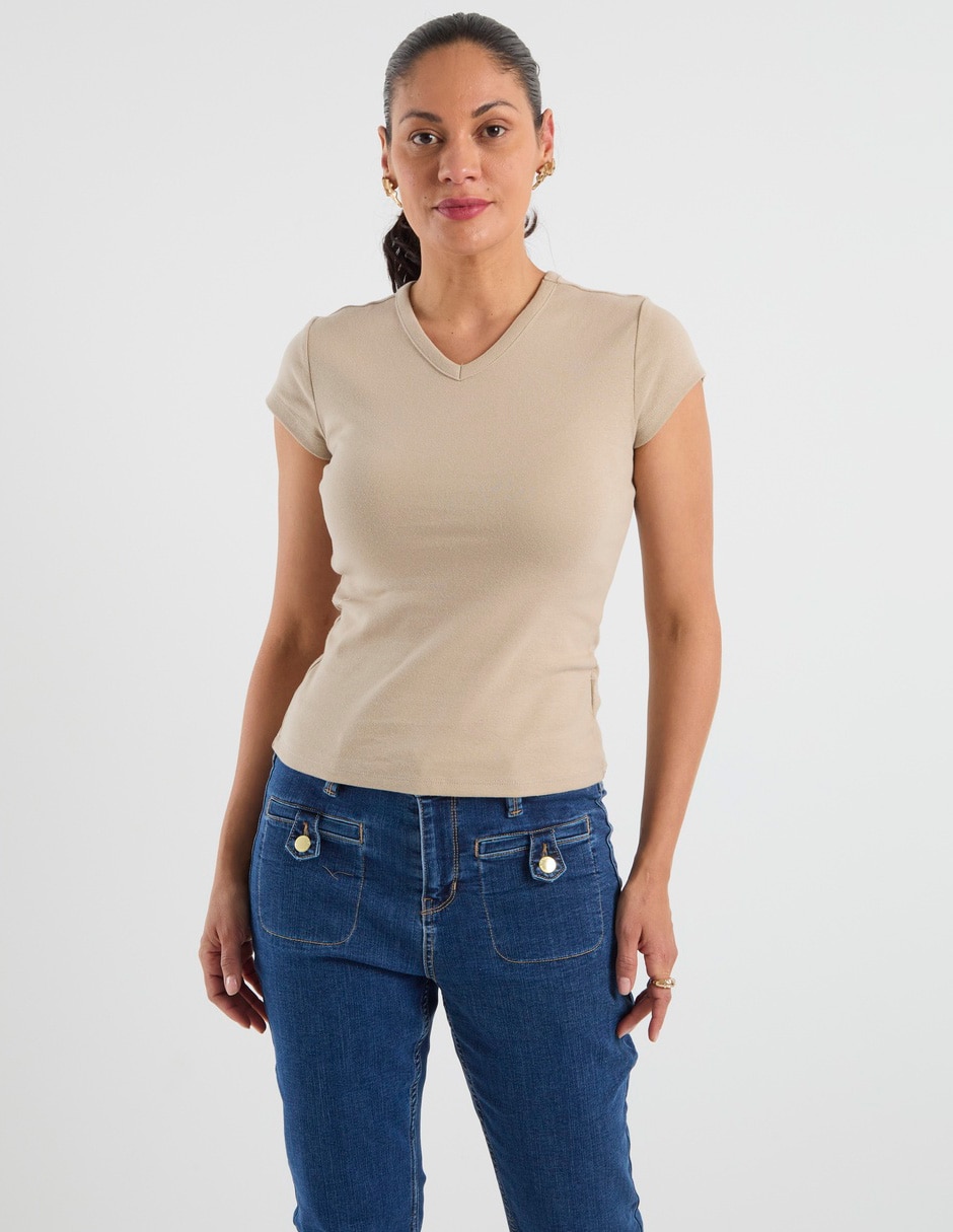Playera manga corta cuello v para mujer Playera manga corta cuello v para mujer