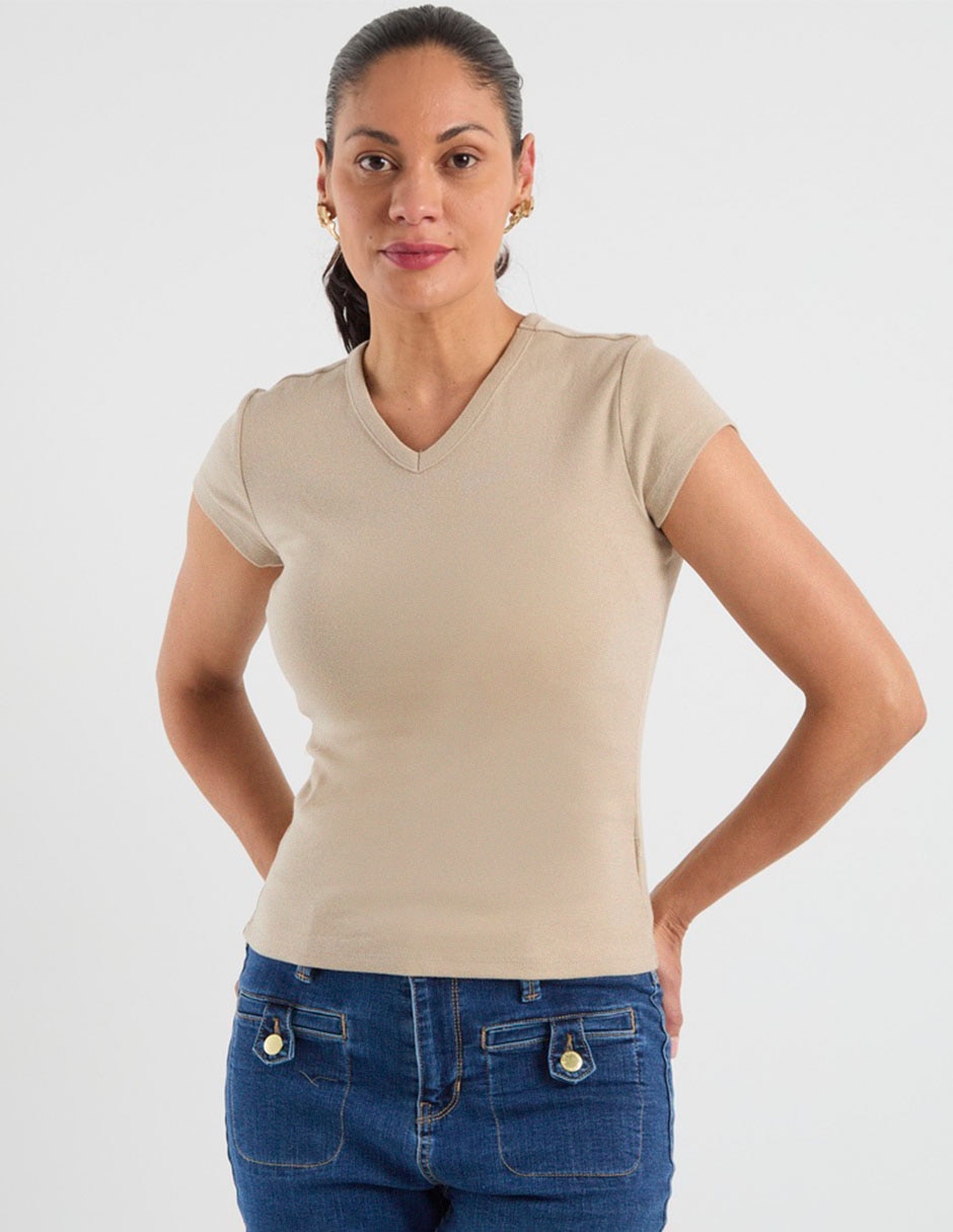 Playera manga corta Old Navy cuello v para mujer