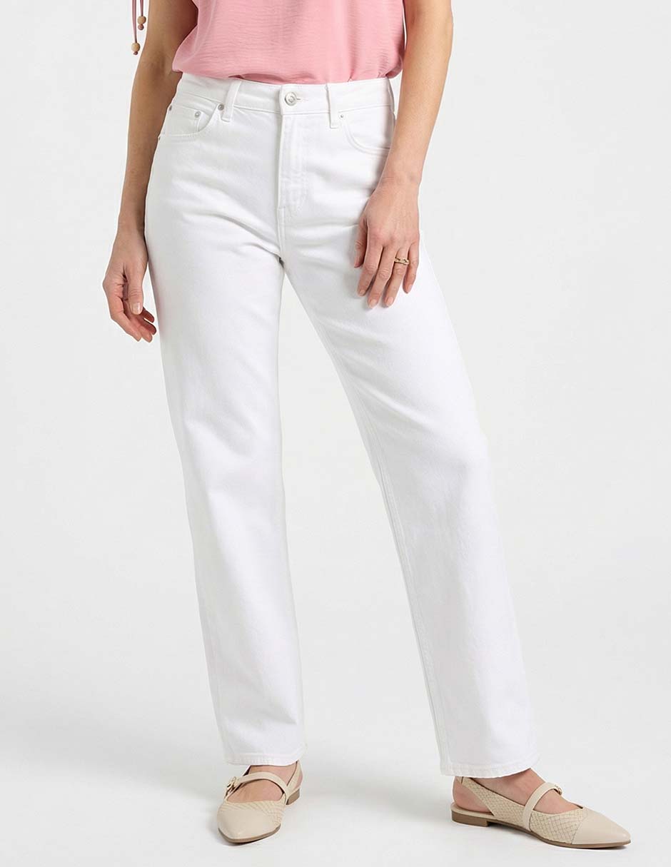 Jeans straight cintura media para mujer 1