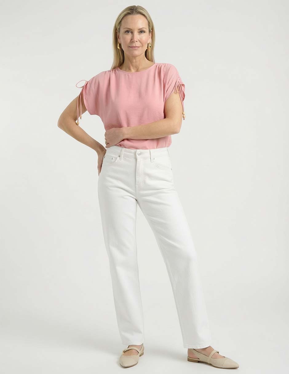 Jeans straight cintura media para mujer 8
