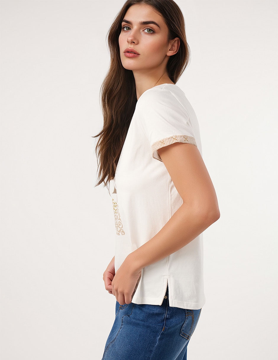 Playera manga corta cuello redondo mujer 4