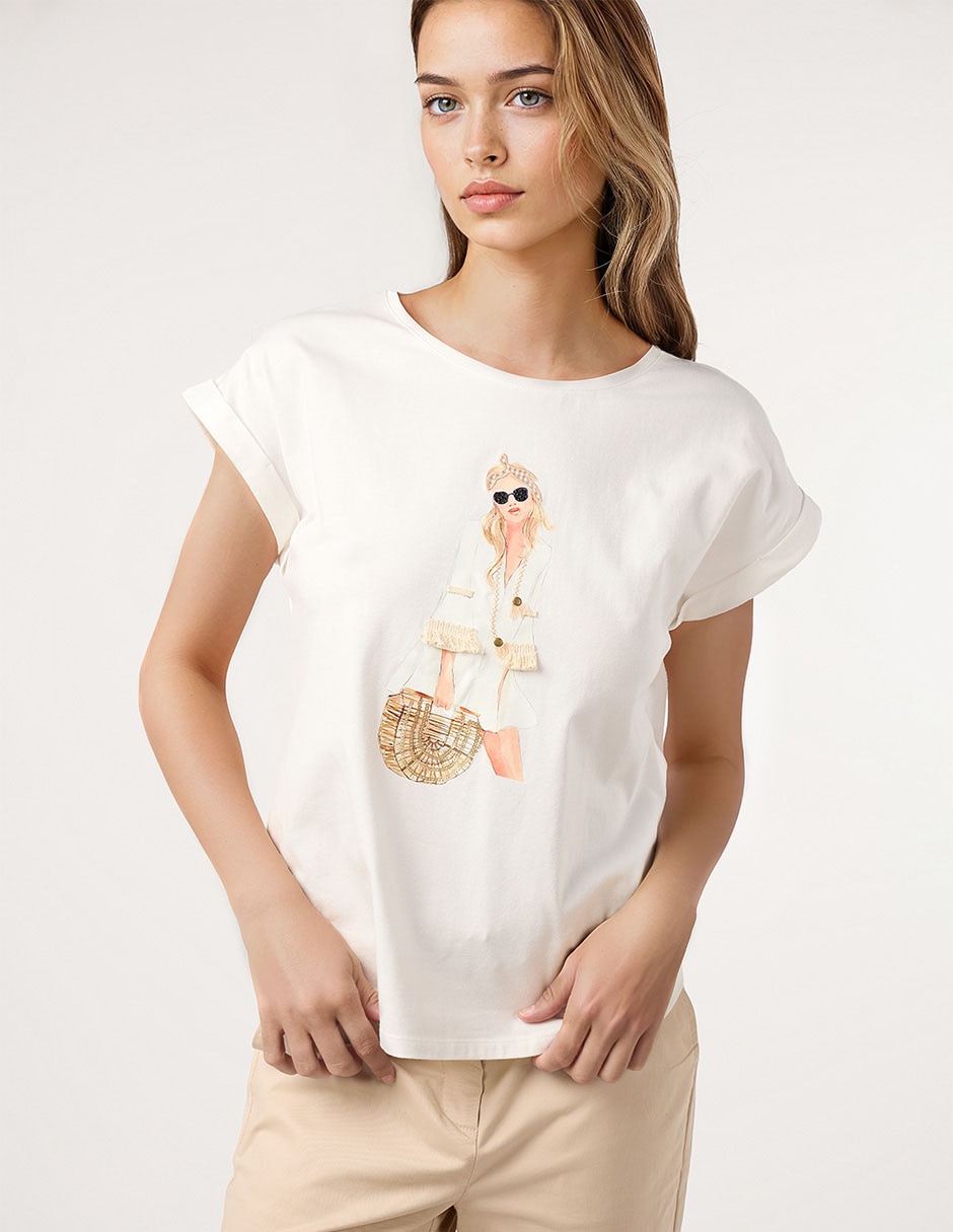 Playera manga corta cuello redondo mujer Playera manga corta cuello redondo mujer
