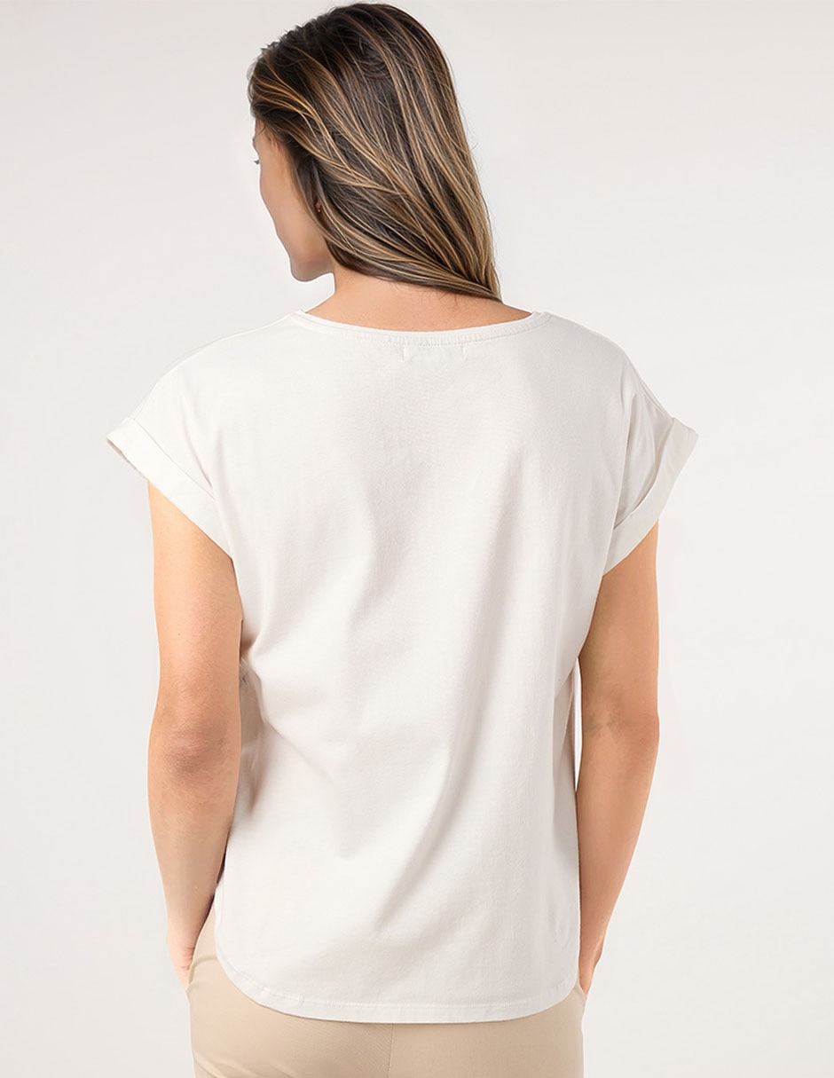 Playera manga corta cuello redondo mujer 4