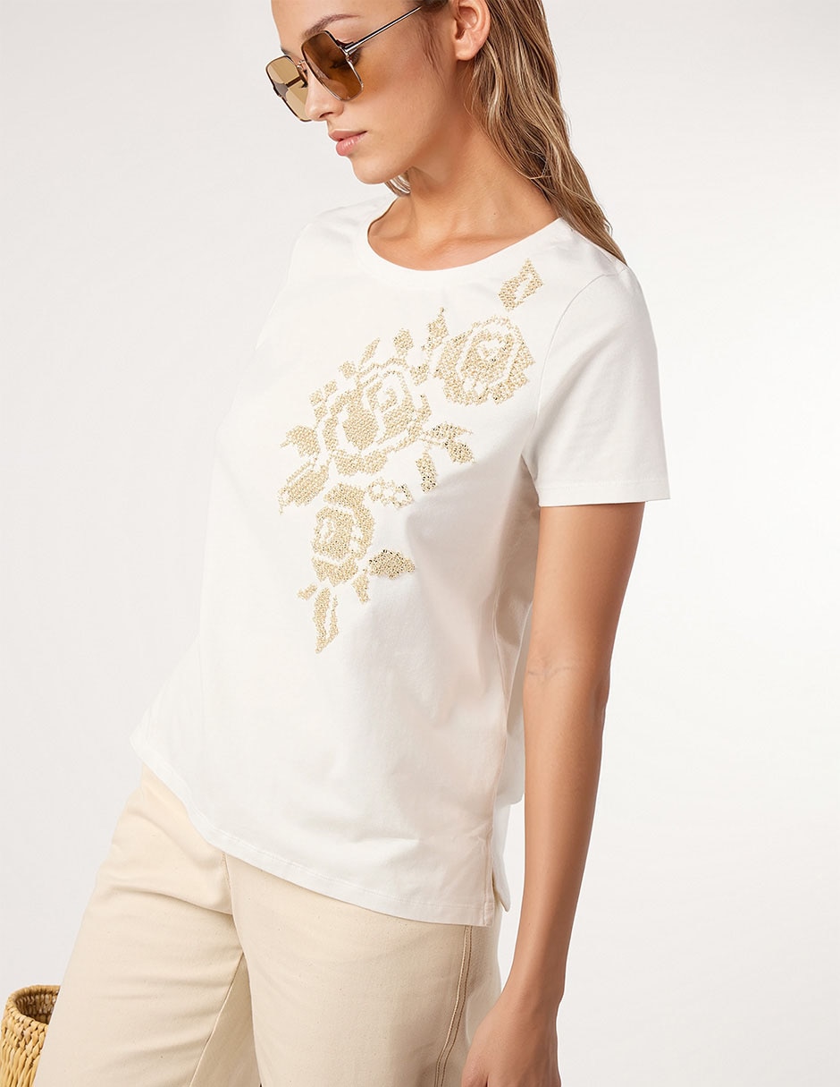 Playera manga corta cuello redondo mujer 3