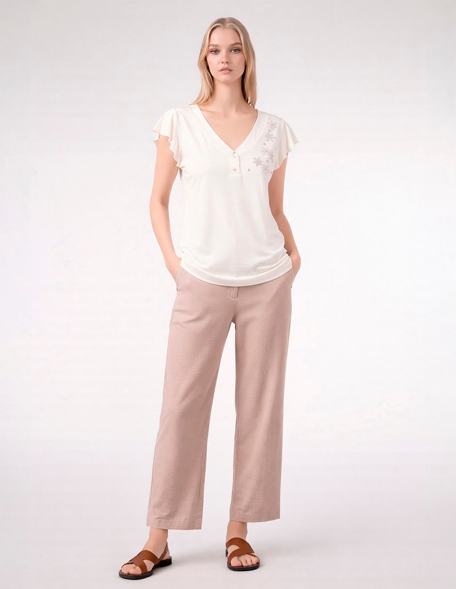 Playera cuello v mujer