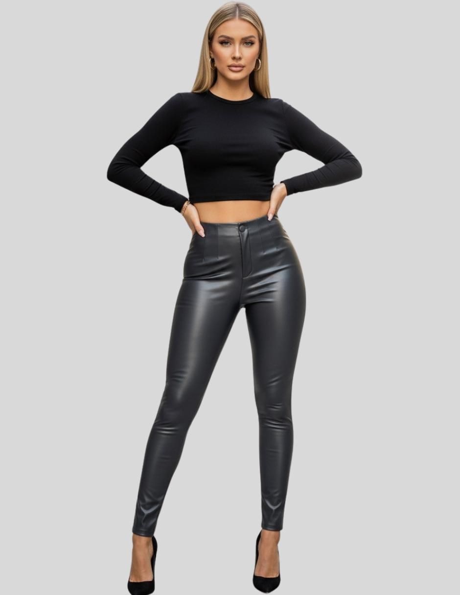 Legging cintura alta con botón para mujer 6
