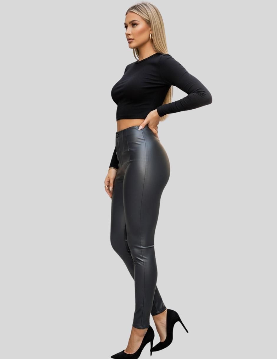 Legging cintura alta con botón para mujer 3