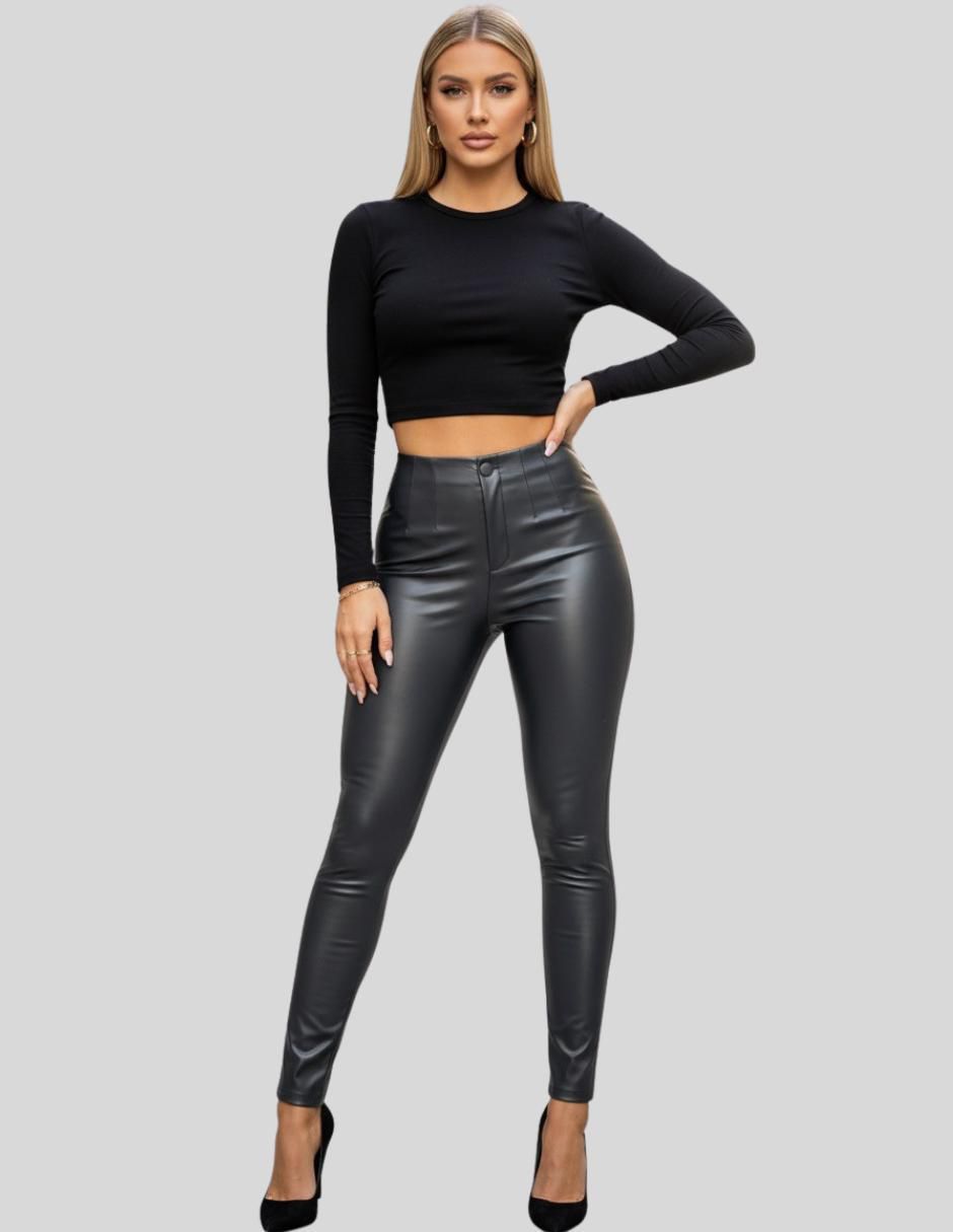 Legging cintura alta con botón para mujer 7