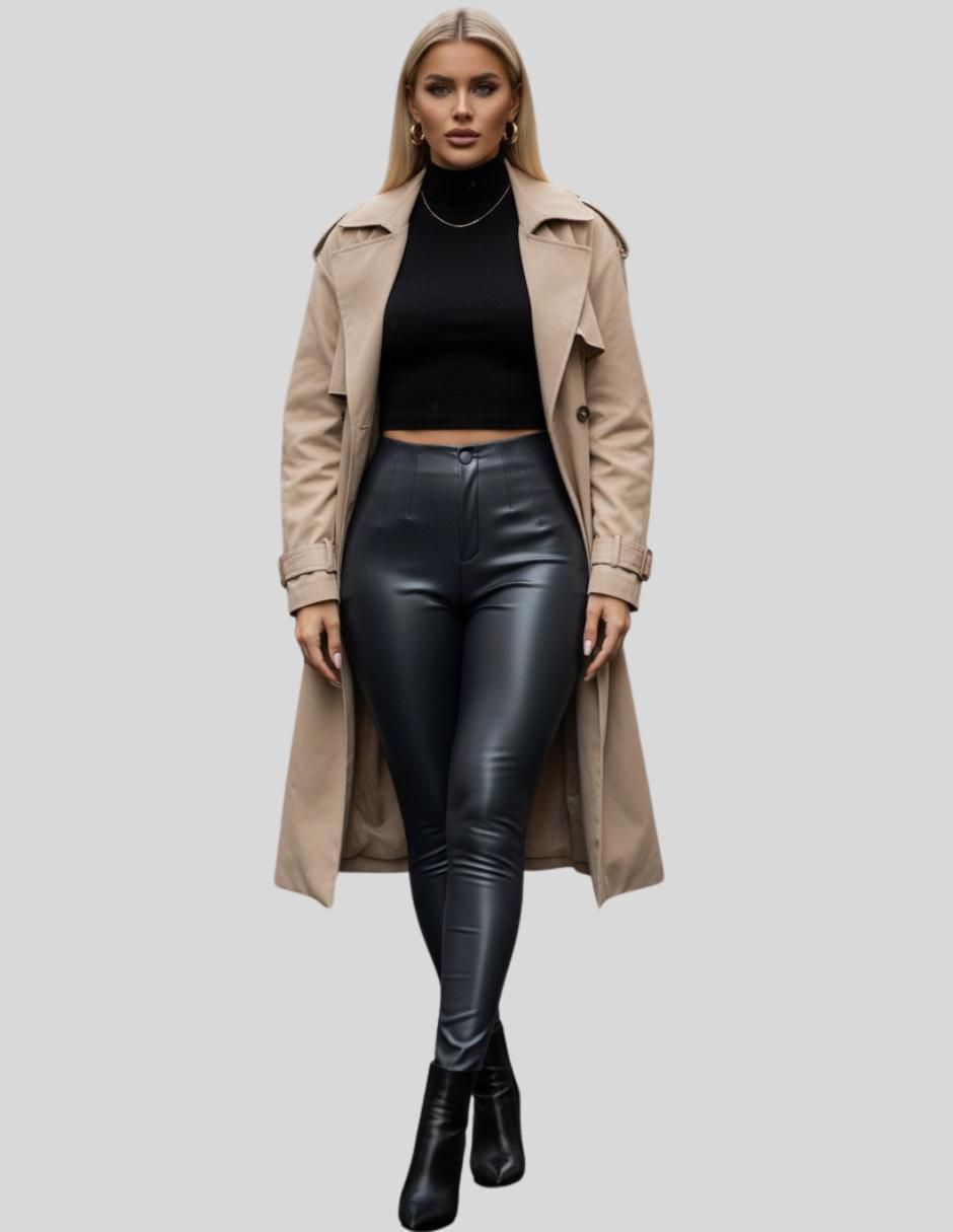 Legging cintura alta con botón para mujer 4