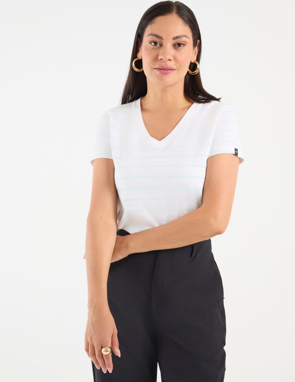 Playera manga corta dockers cuello v para mujer