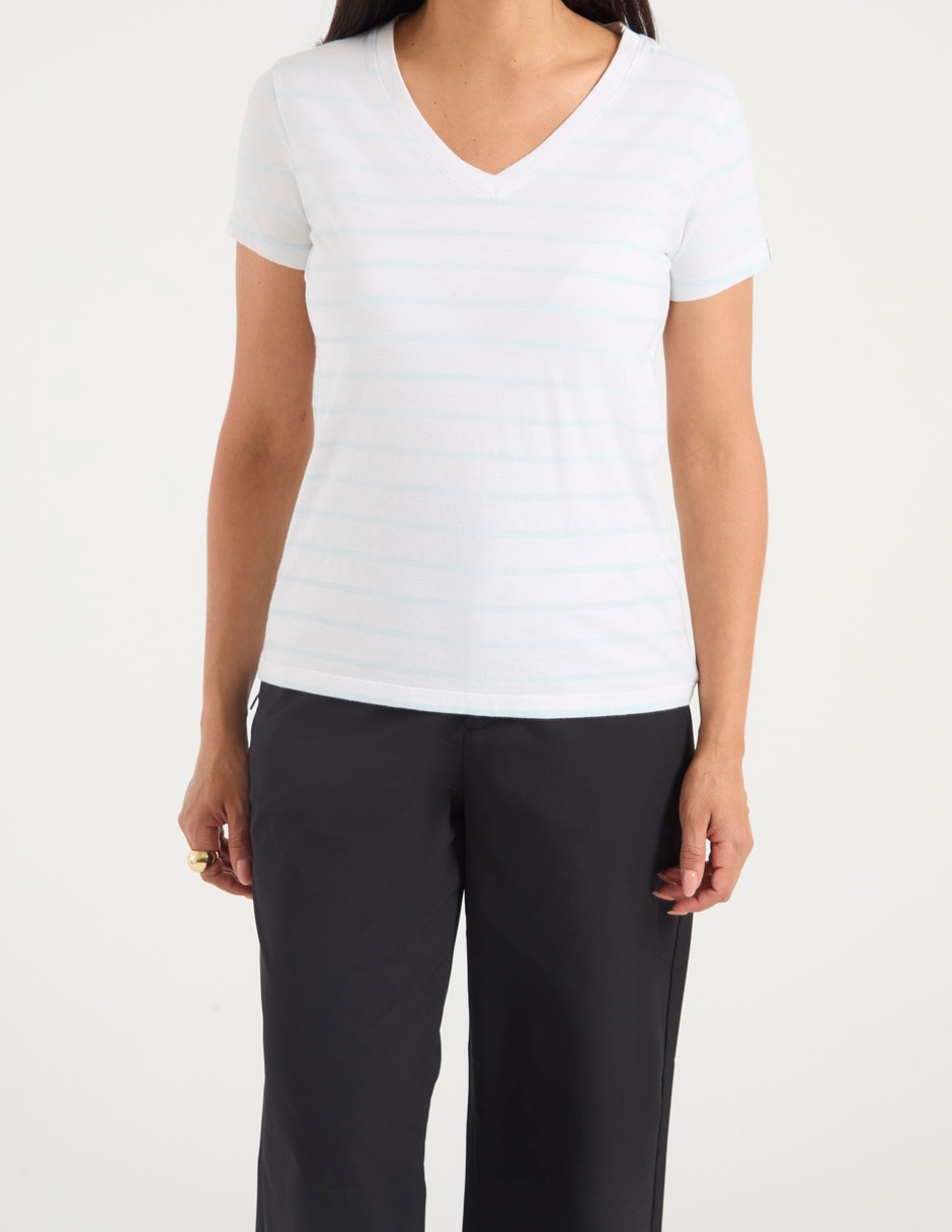 Playera manga corta dockers cuello v para mujer
