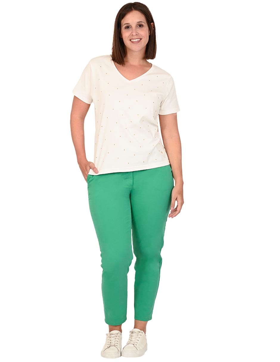 Playera manga corta cuello V para mujer 4