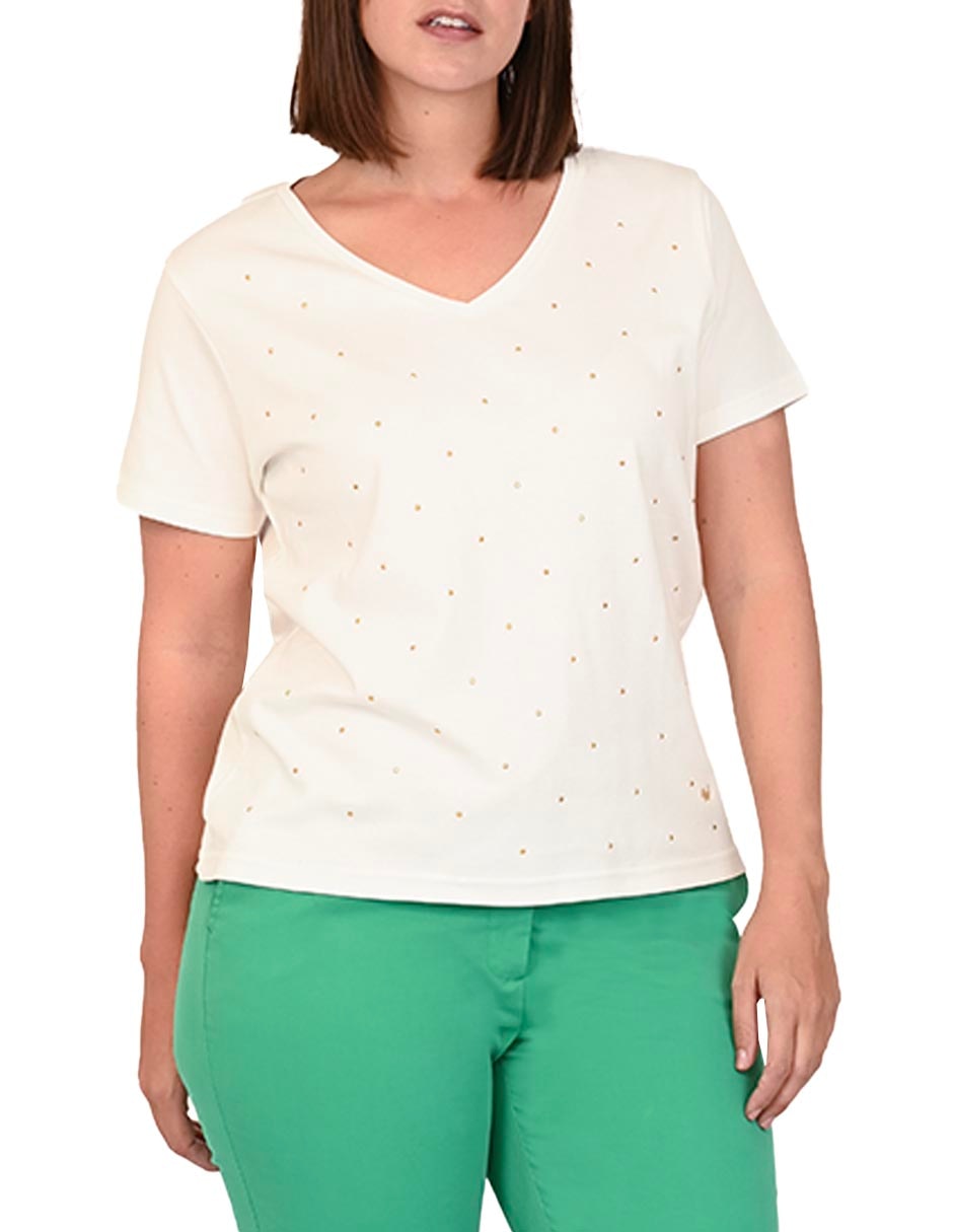 Playera manga corta cuello V para mujer 2