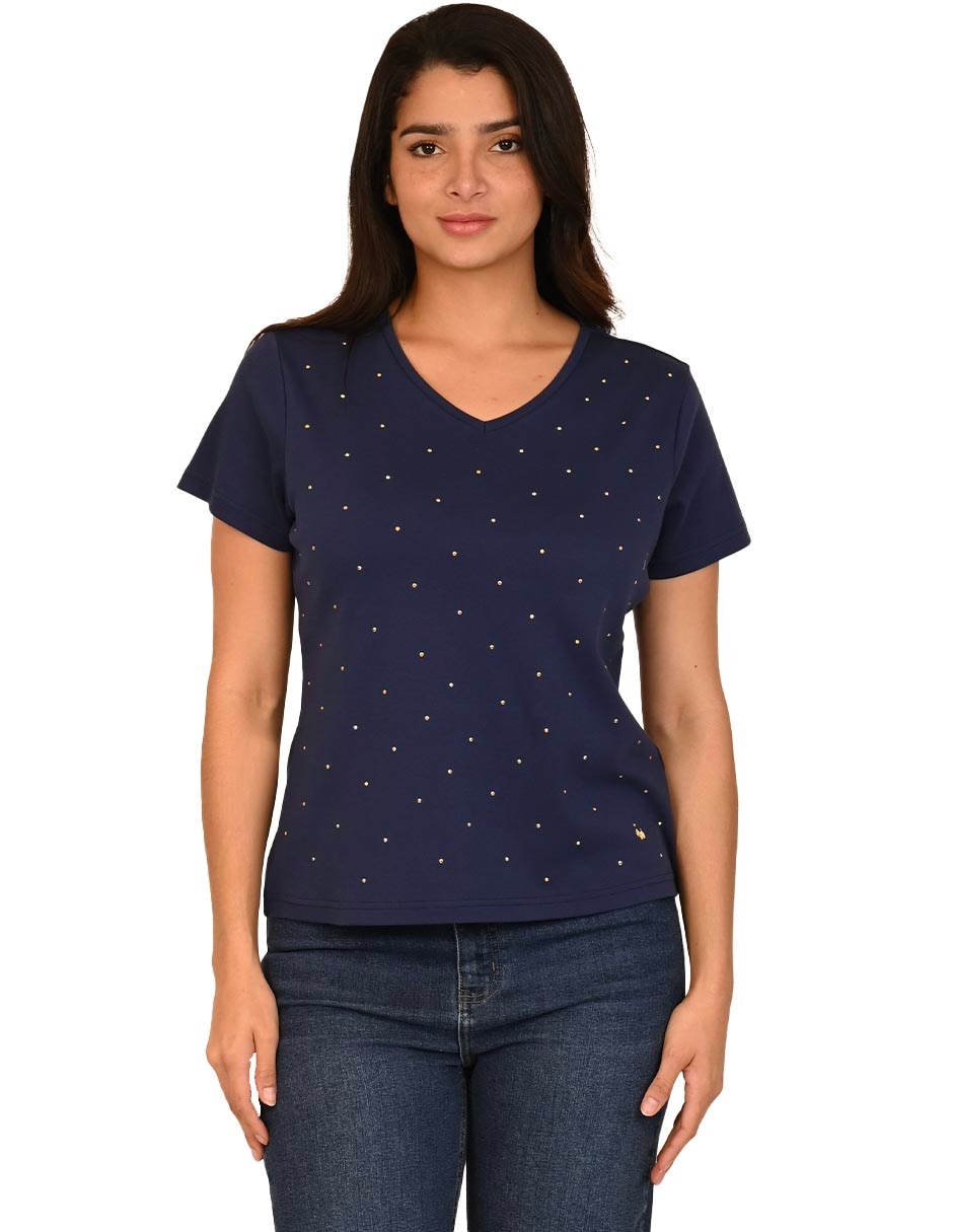 Playera manga corta cuello V para mujer Playera manga corta cuello V para mujer