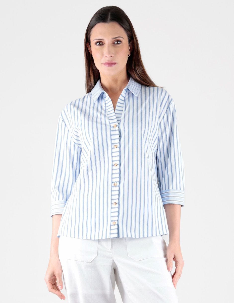 Blusa camisera manga 3/4 para mujer