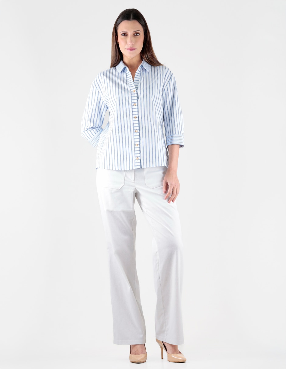 Blusa camisera manga 3/4 para mujer 2