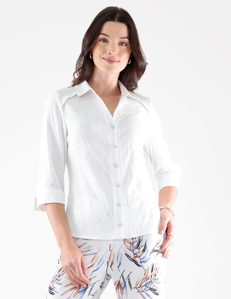 Blusa camisera manga 3/4 para mujer