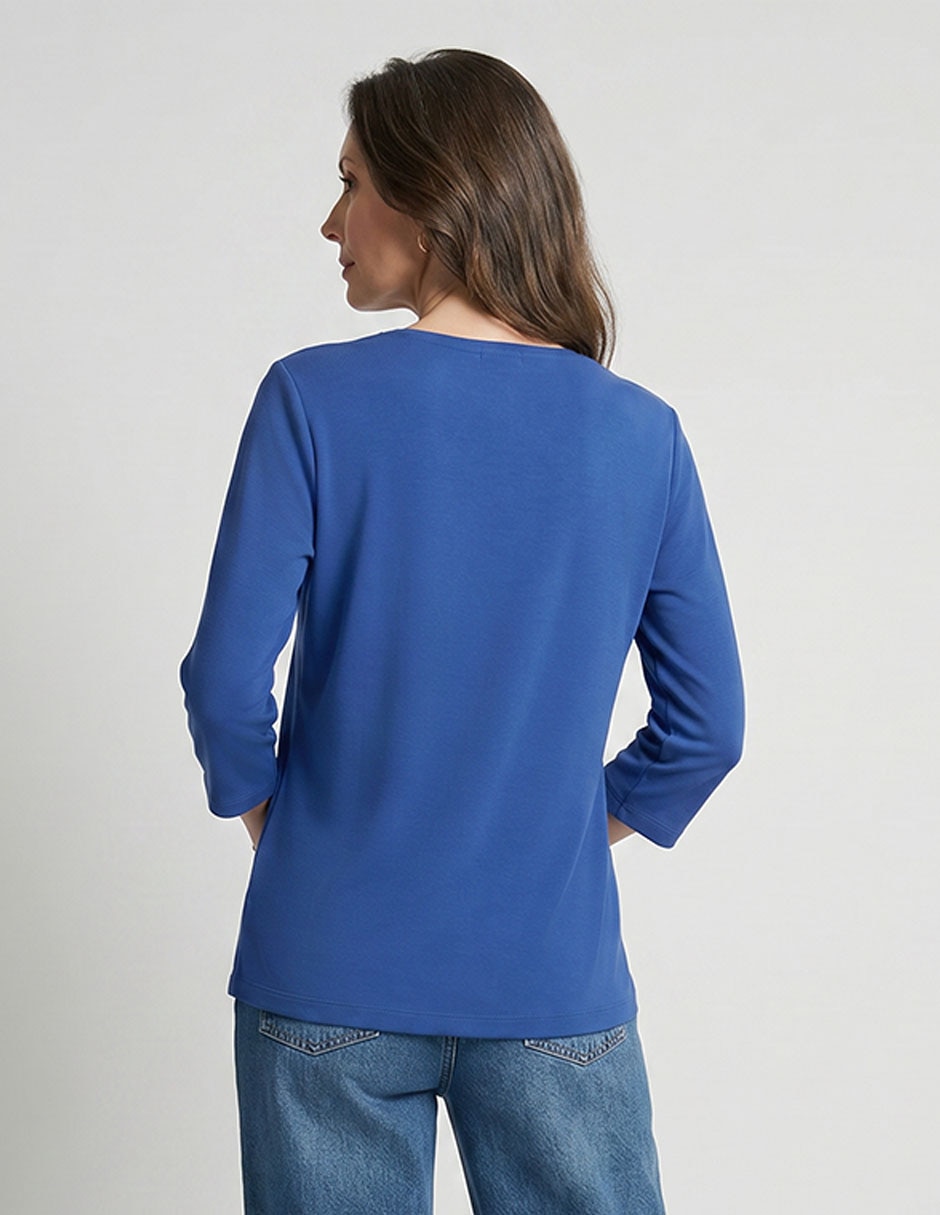 Playera manga 3/4 cuello redondo para mujer 2