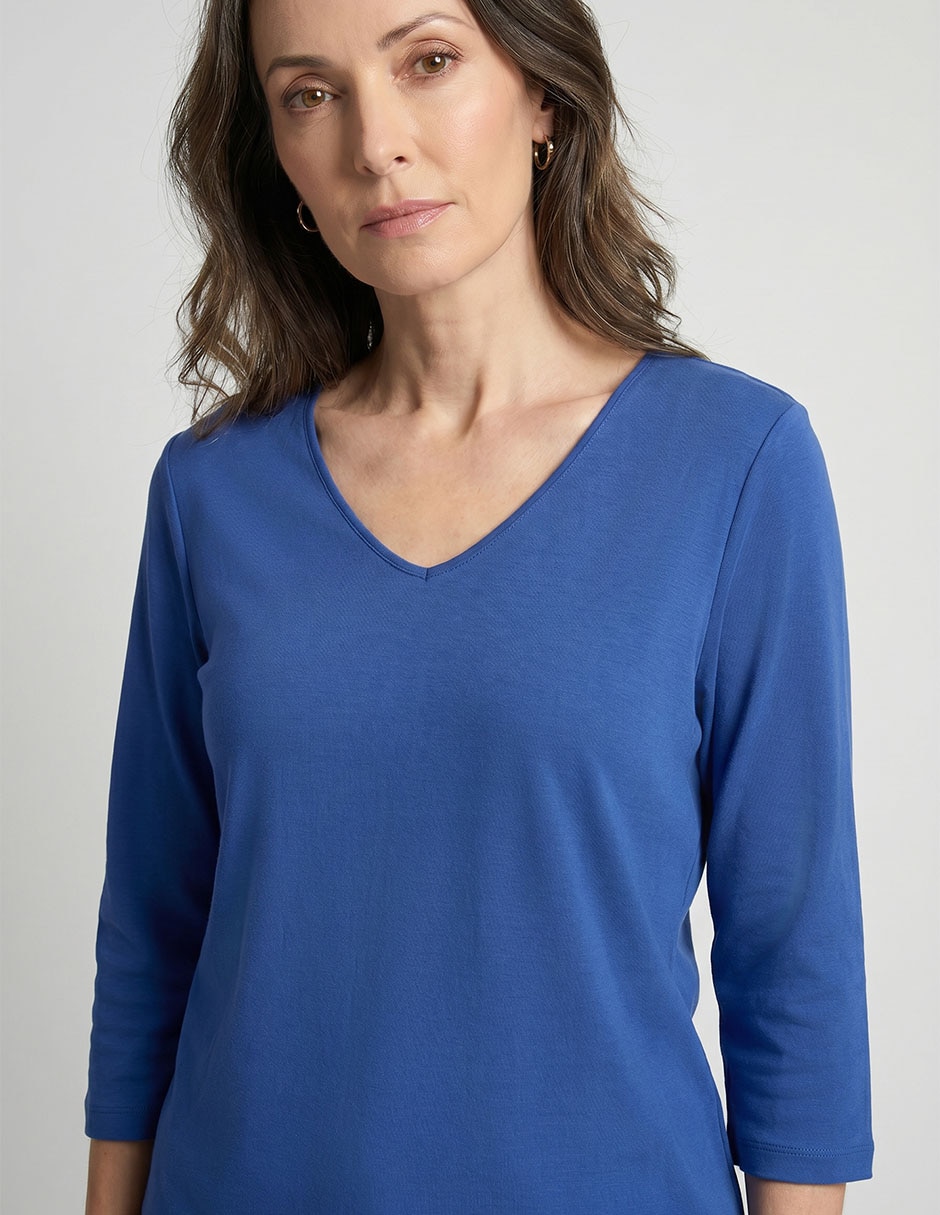 Playera manga 3/4 cuello redondo para mujer 3