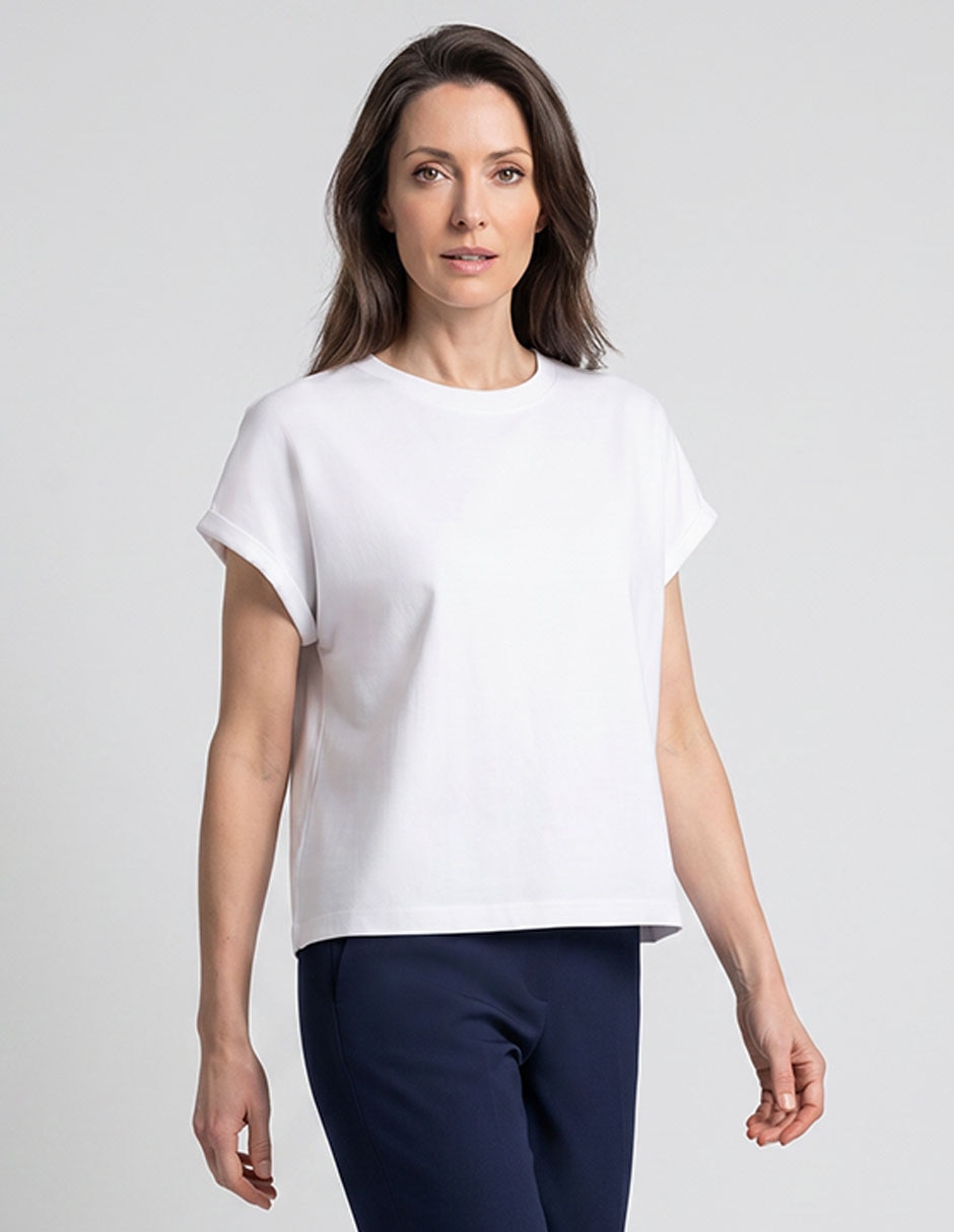 Playera manga corta cuello v para mujer 1