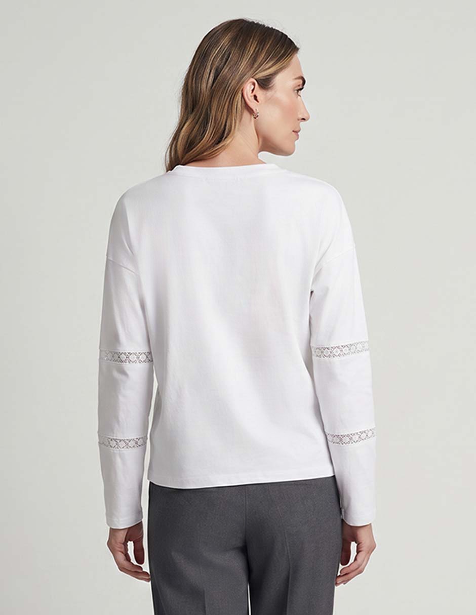 Playera manga larga cuello redondo para mujer 2