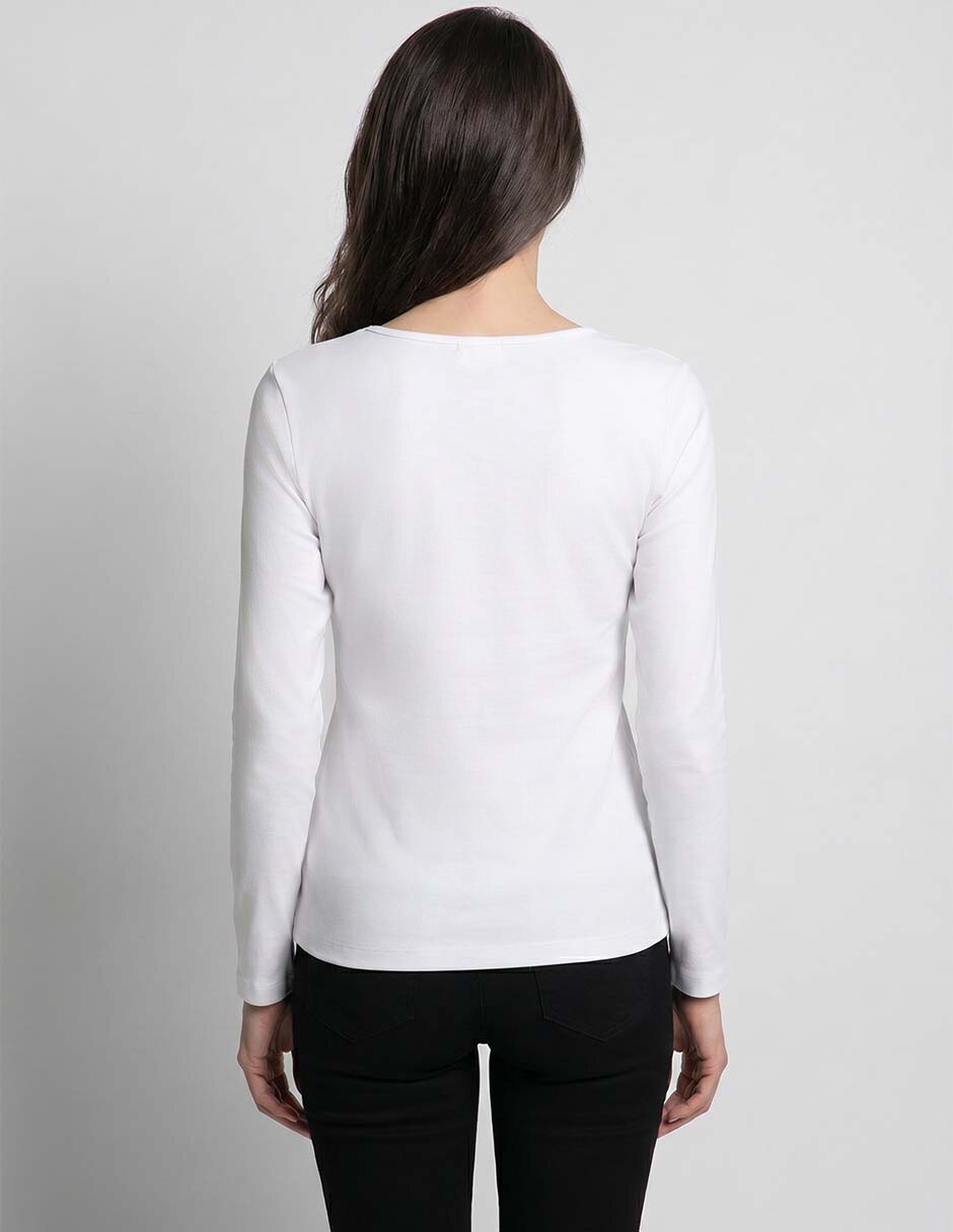 Playera manga larga cuello redondo mujer 2