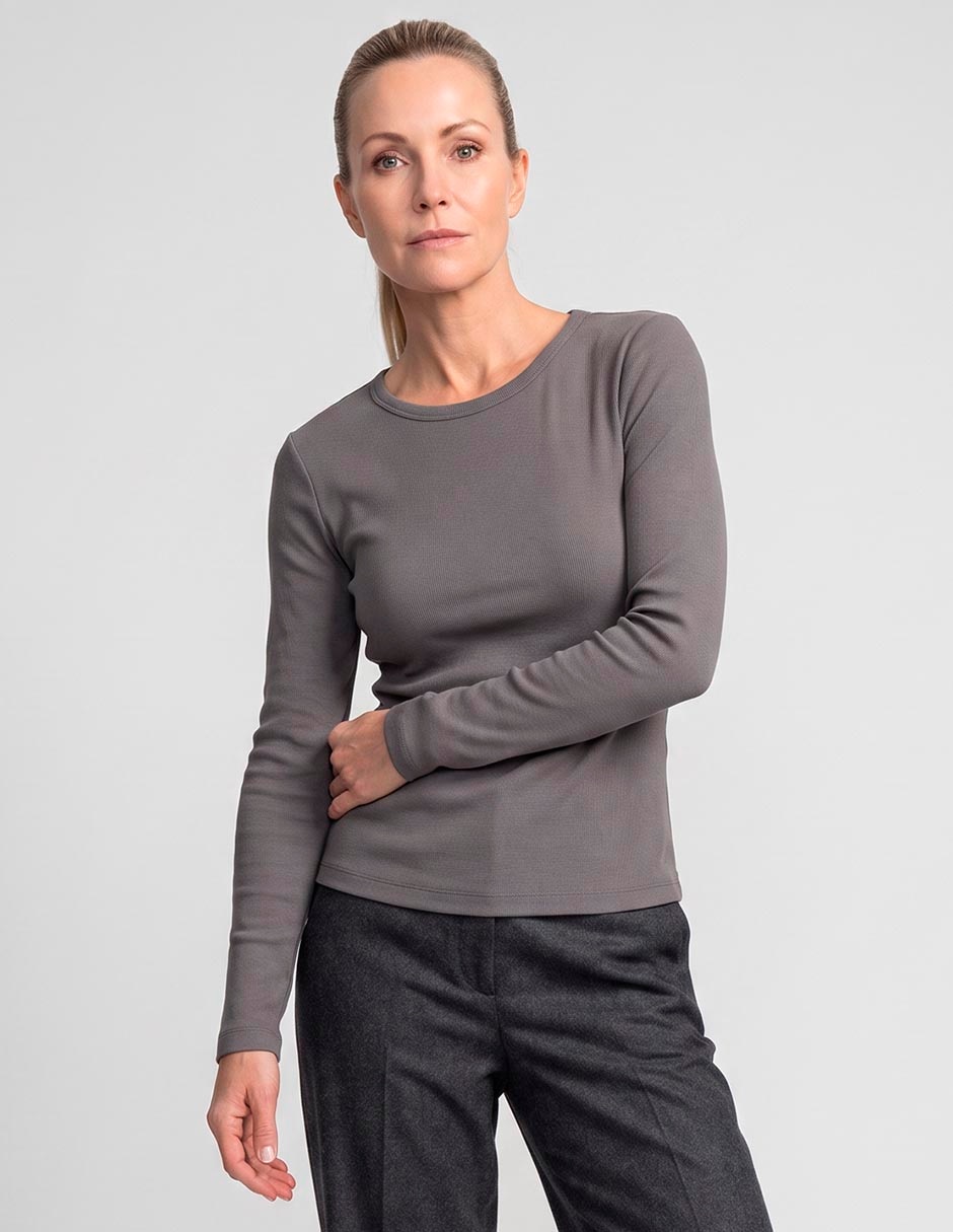 Playera manga larga cuello redondo mujer Playera manga larga cuello redondo mujer