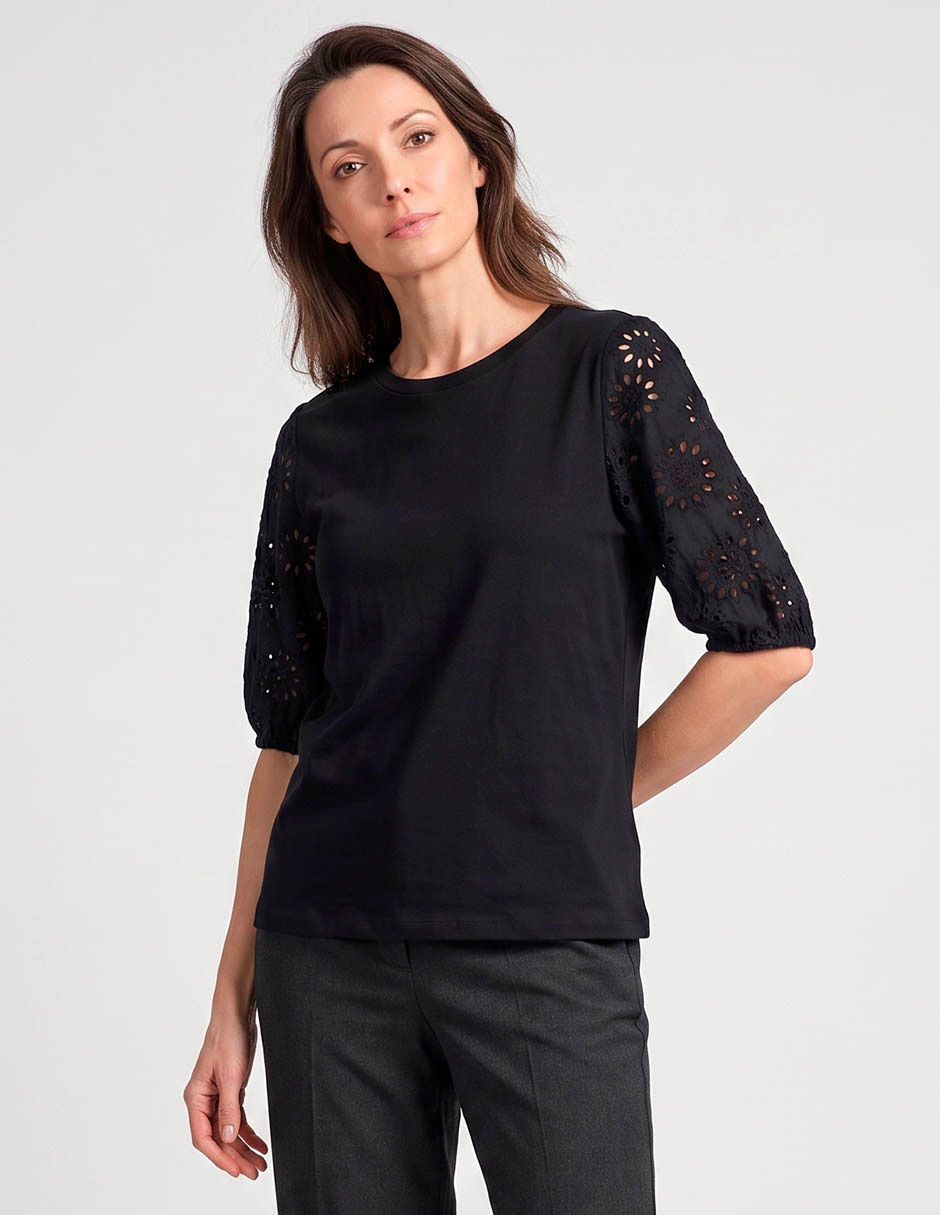 Playera manga 3/4 cuello redondo mujer