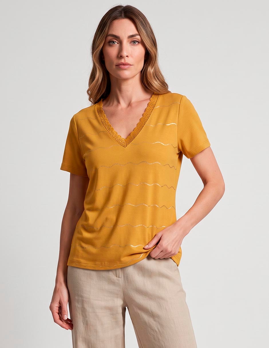 Playera manga corta cuello v mujer Playera manga corta cuello v mujer