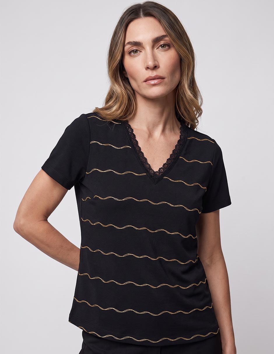 Playera manga corta cuello v mujer 1