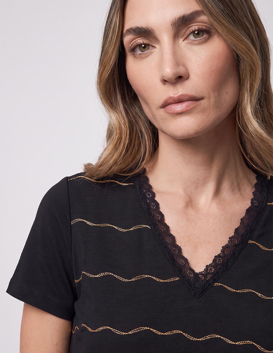 Playera manga corta cuello v mujer 3