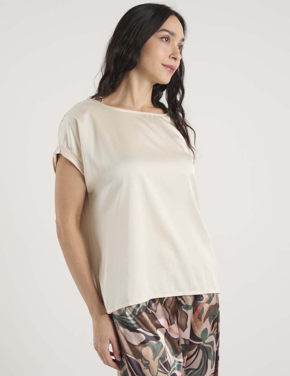 Playera manga corta Dándara cuello ojal para mujer