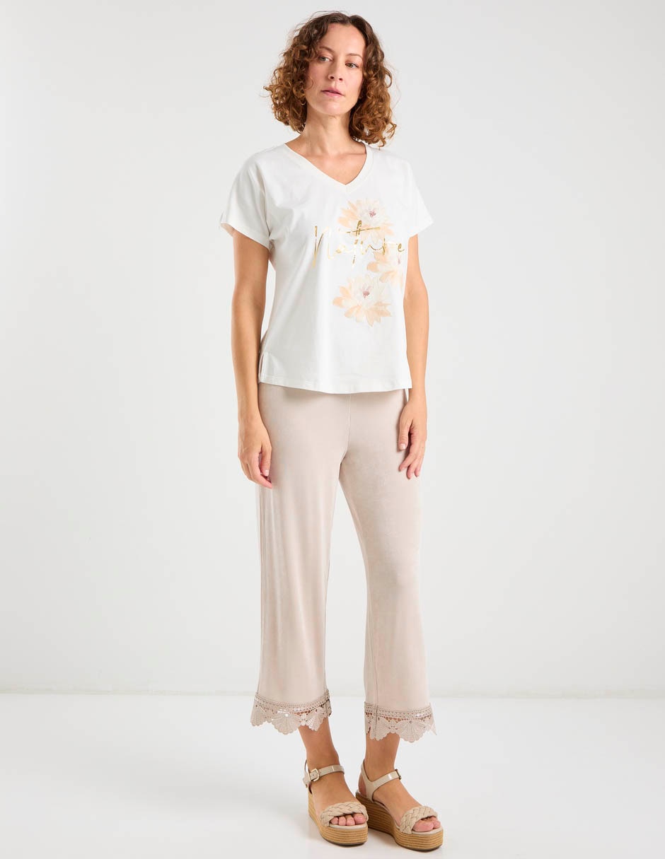Playera manga corta Dándara cuello v para mujer