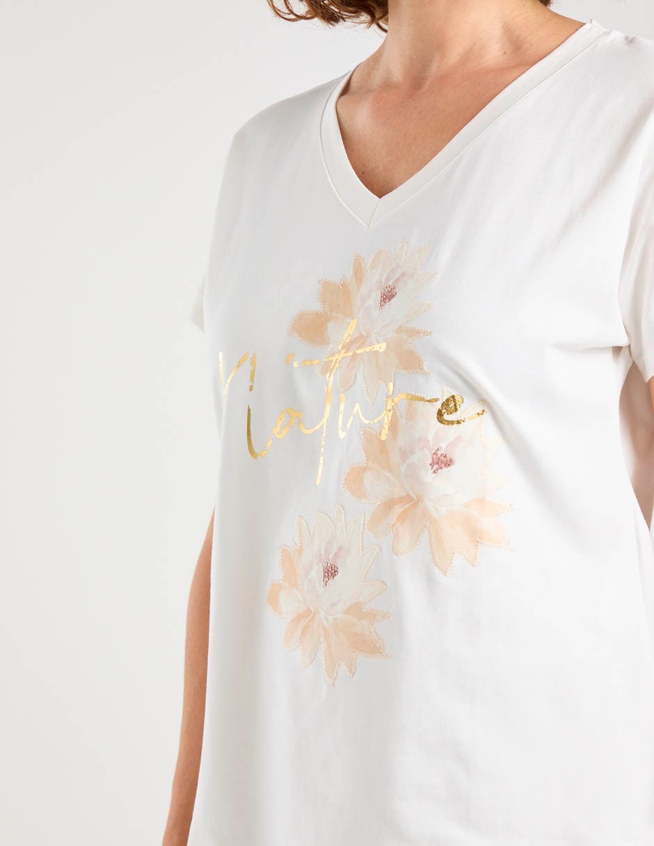 Playera manga corta cuello v para mujer 8