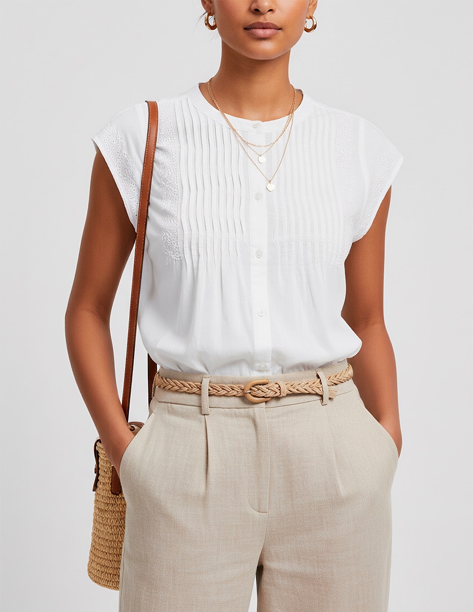 Manga sin manga cuello redondo para mujer