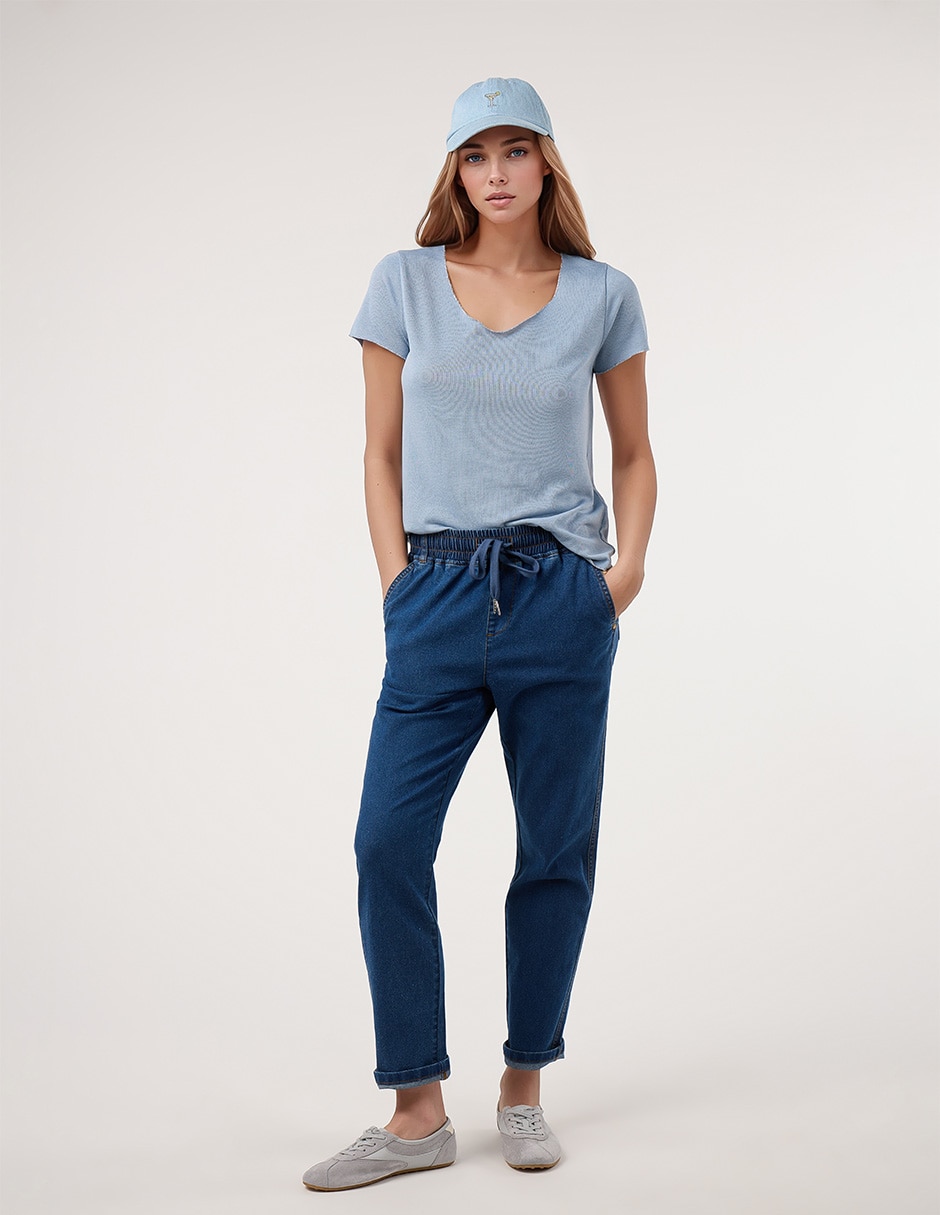 Playera manga corta cuello redondo para mujer 4