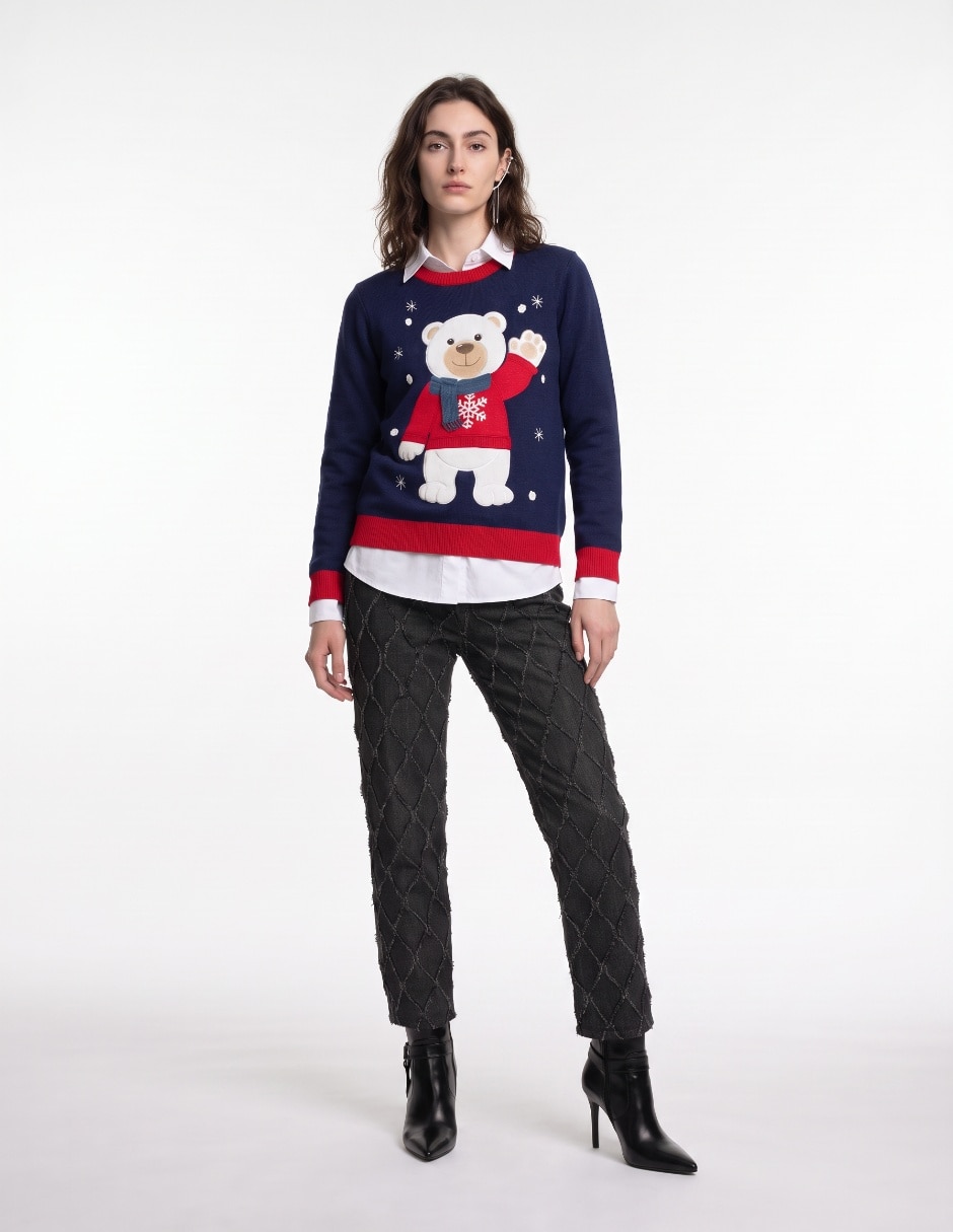 Suéter navideño cuello redondo para mujer 5