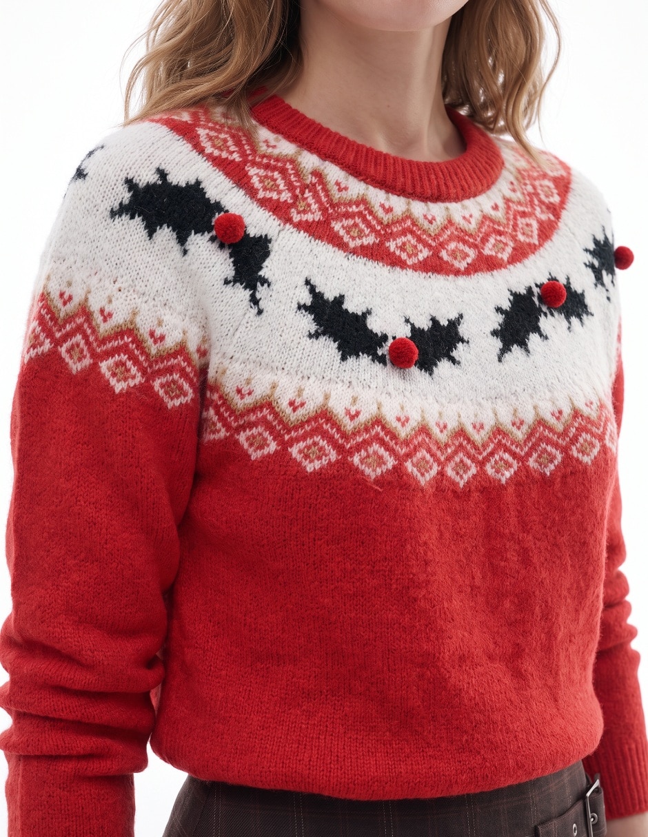 Suéter navideño cuello redondo para mujer 5