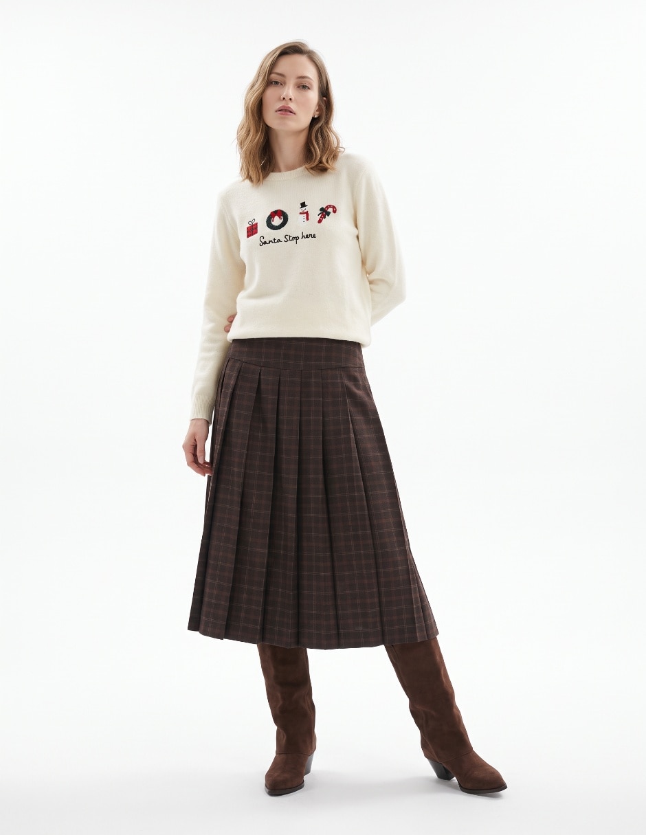 Suéter navideño cuello redondo para mujer Suéter navideño cuello redondo para mujer