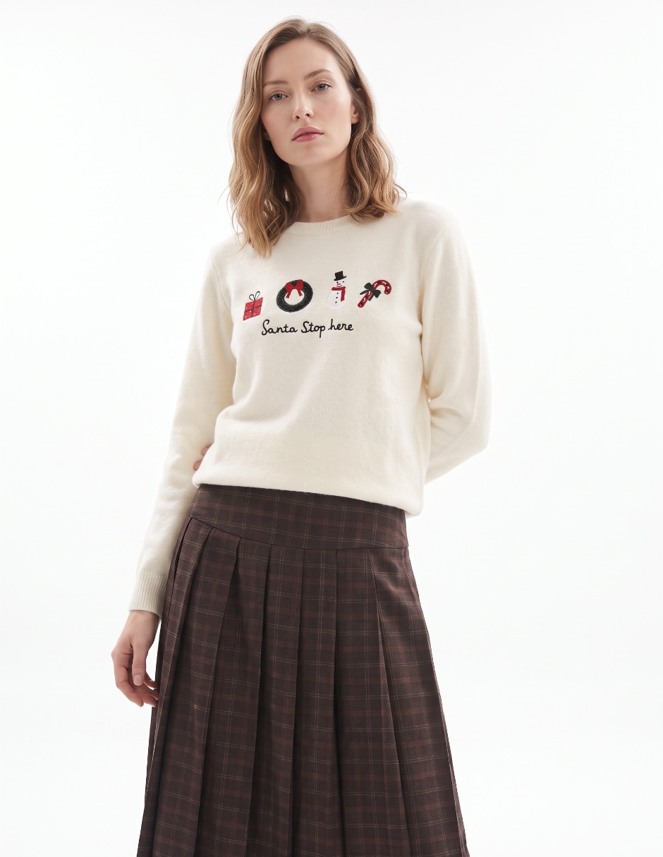 Suéter navideño cuello redondo para mujer 4