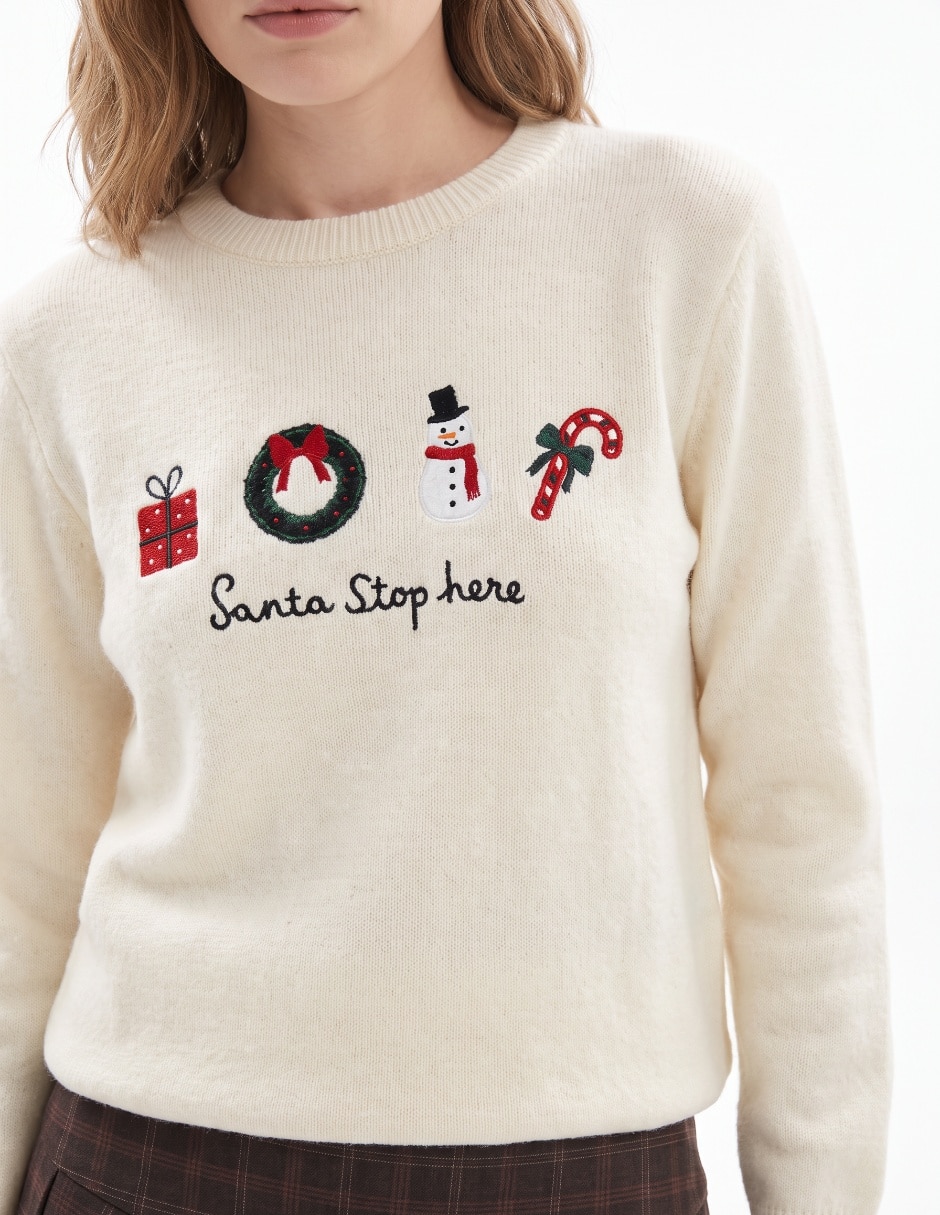 Suéter navideño cuello redondo para mujer 5