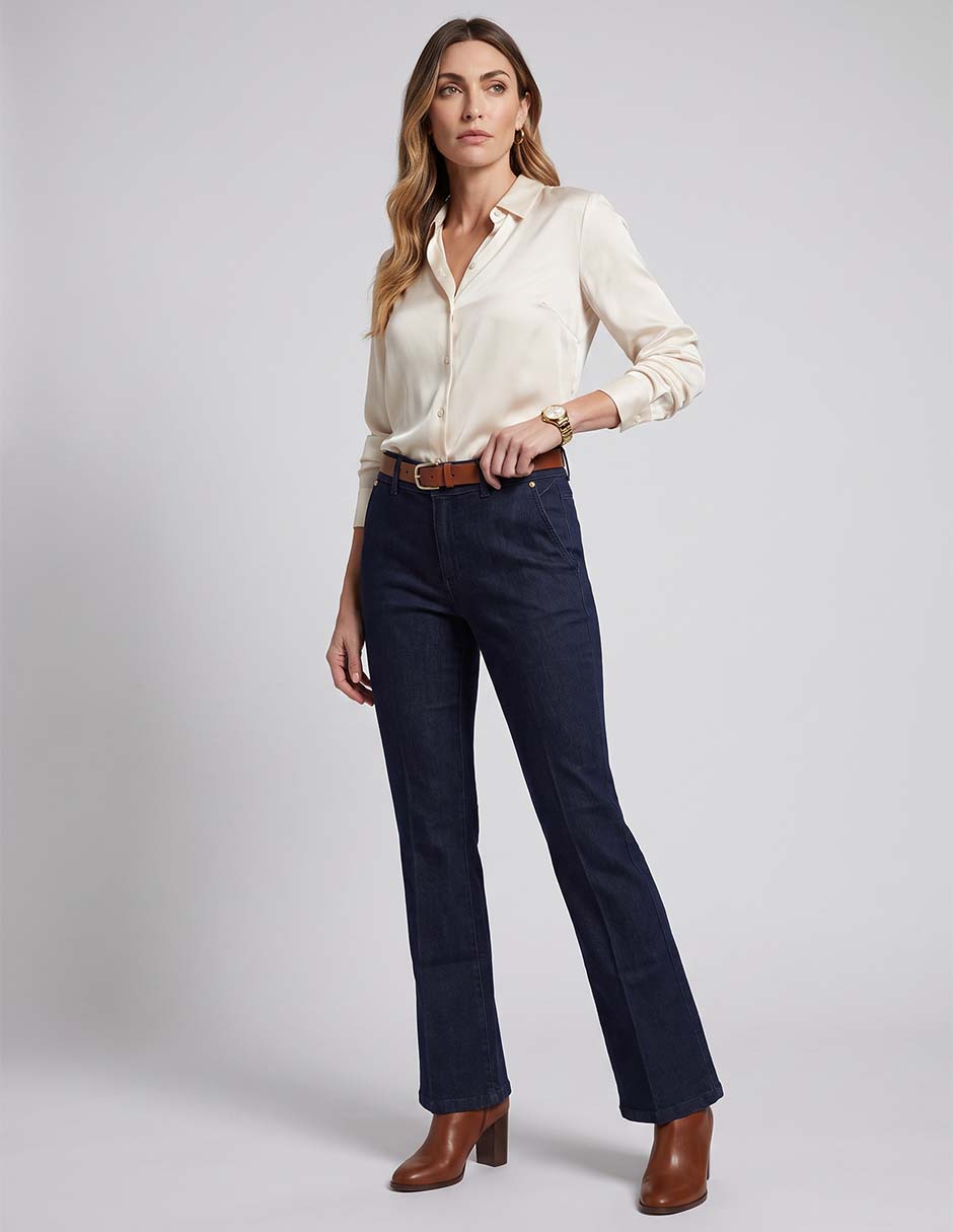 Jeans slim corte a la cintura para mujer 3