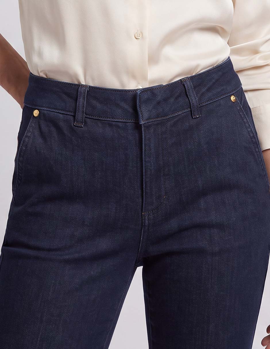 Jeans slim corte a la cintura para mujer 4