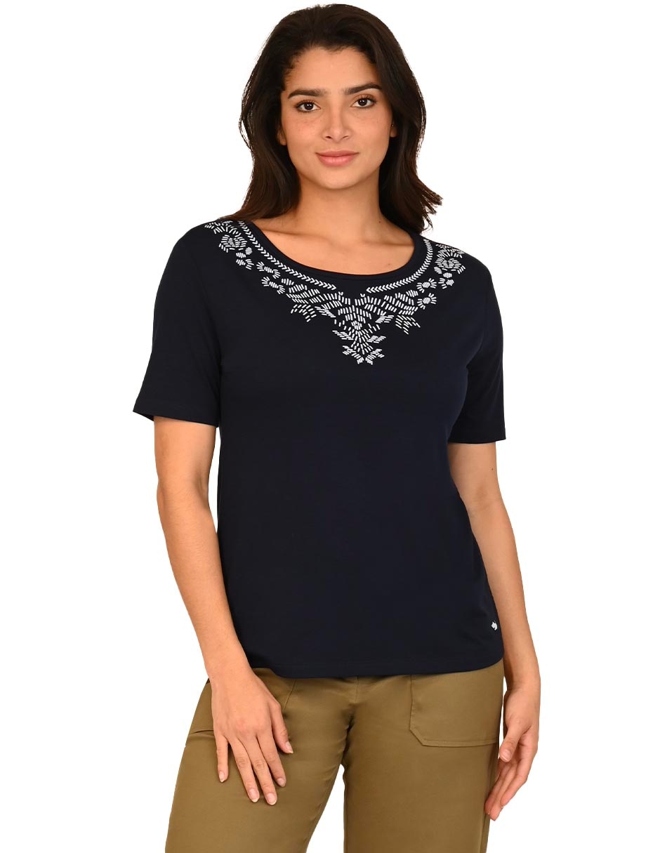 Playera manga corta Ferrioni cuello redondo para mujer