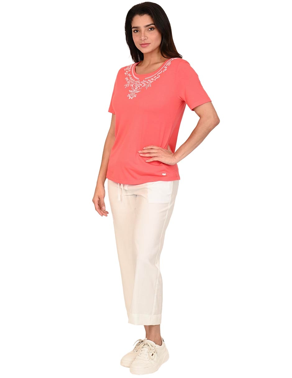 Playera manga corta cuello redondo mujer 4