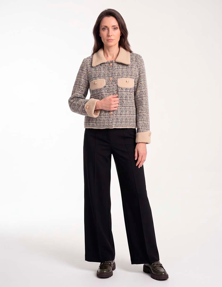 Suéter Karen Oliver cuello camisero para muer
