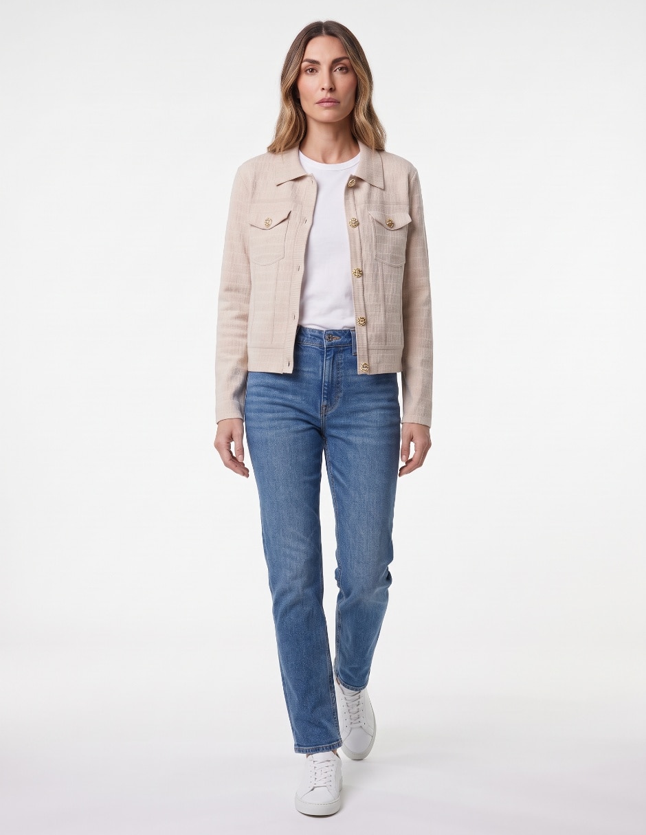 Suéter cuello camisero para mujer
