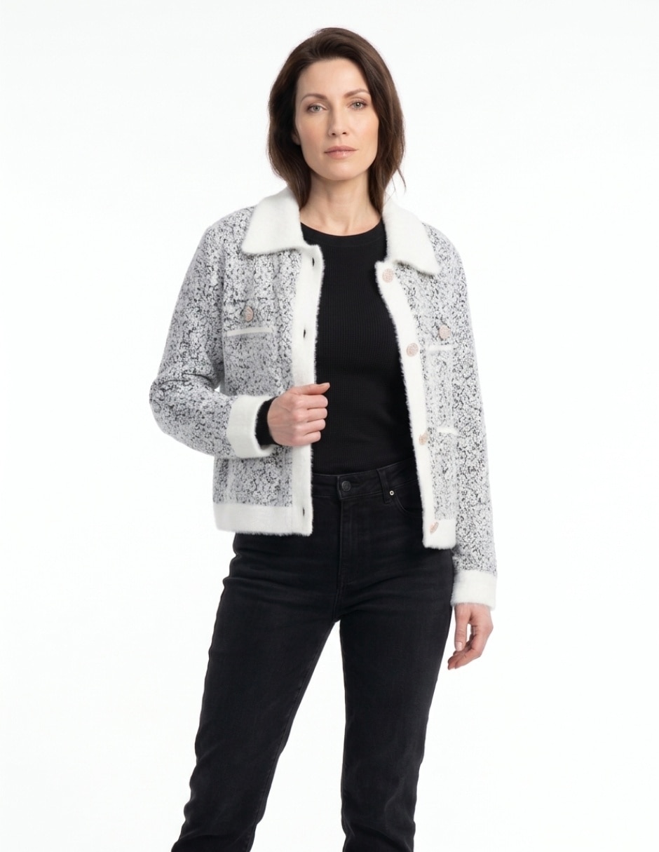 Suéter cuello camisero para mujer