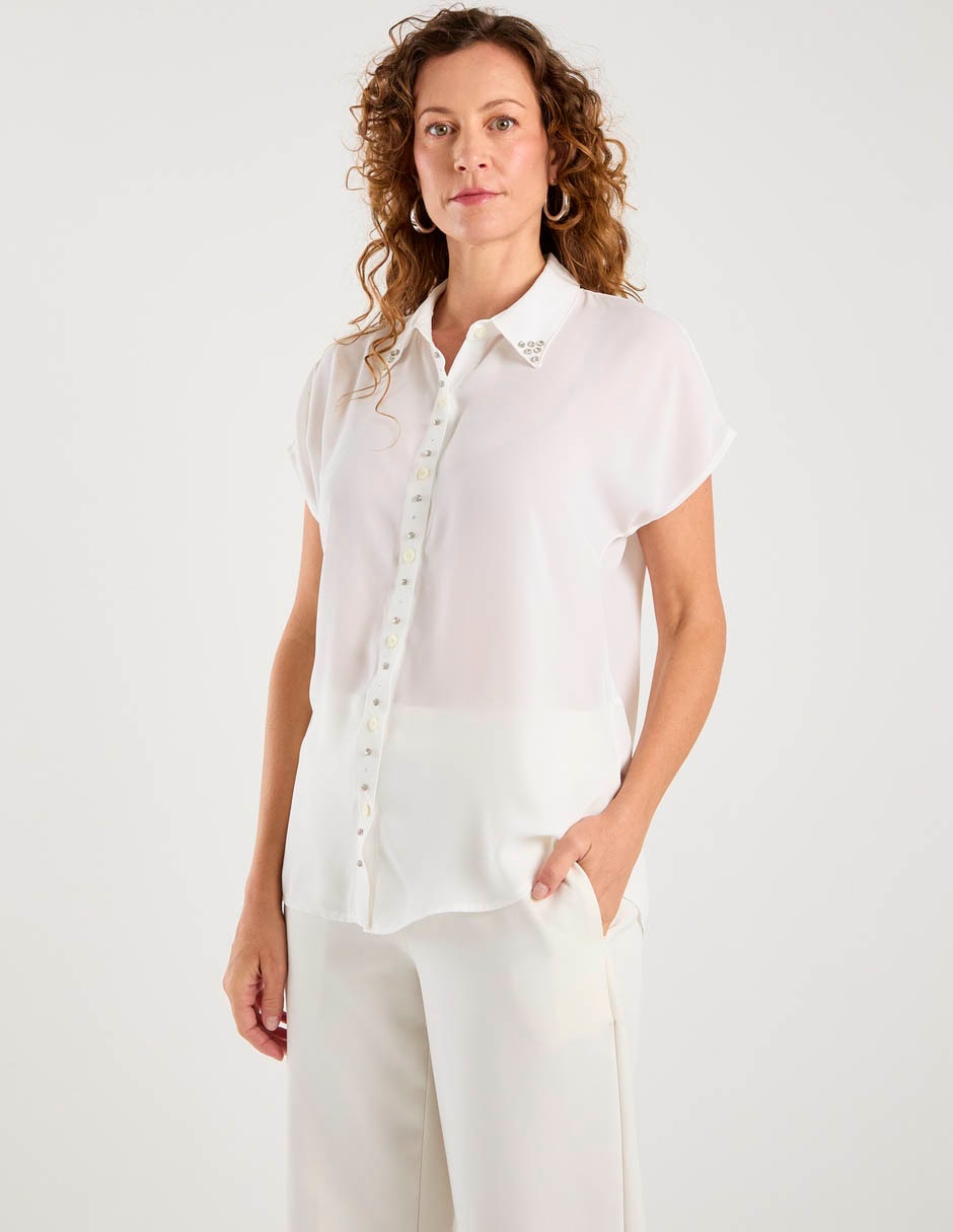 Blusa camisera manga corta para mujer 1